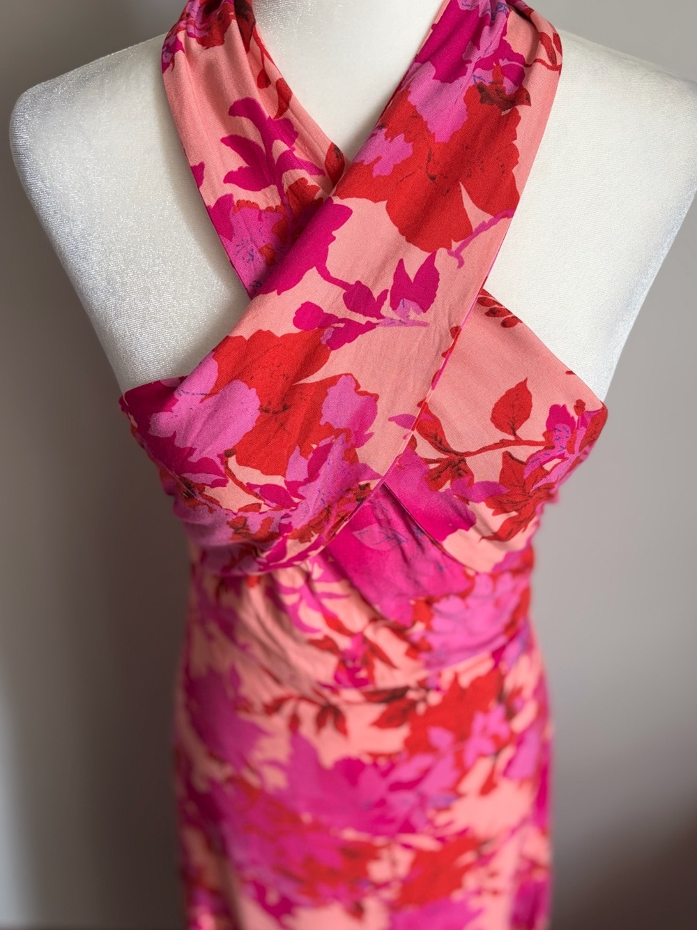 Hello Molly Love Loop Midi Dress Floral Halter Pink Size S - Picture 4 of 7